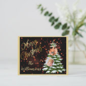 Budget Elegant Gold Tree Foto's Zure kerst Feestdagenkaart (Staand voorkant)