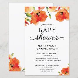 Budget Elegant Golden Poppy Baby shower Invitation