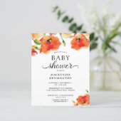 Budget Elegant Golden Poppy Baby shower Invitation (Staand voorkant)