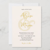 Budget Elegant Goud en Beige Ampersand Bruiloft Kaart (Voorkant)