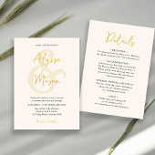 Budget Elegant Goud en Beige Ampersand Bruiloft Kaart