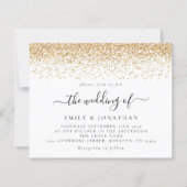 Budget Elegant Goud Glitter Bruiloft Uitnodigen (Voorkant)