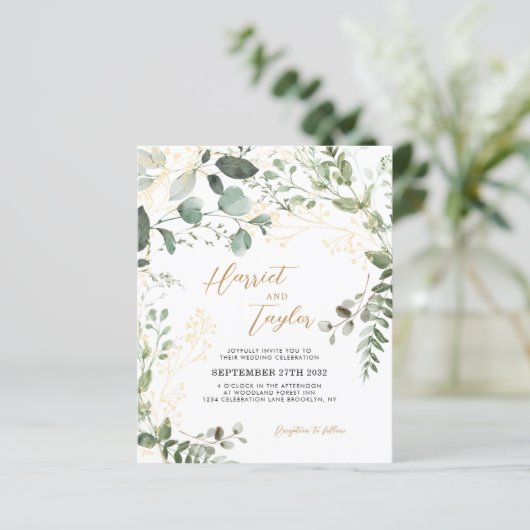 BUDGET Elegant Goud & Groen Eucalyptus Trouwen (Staand voorkant)