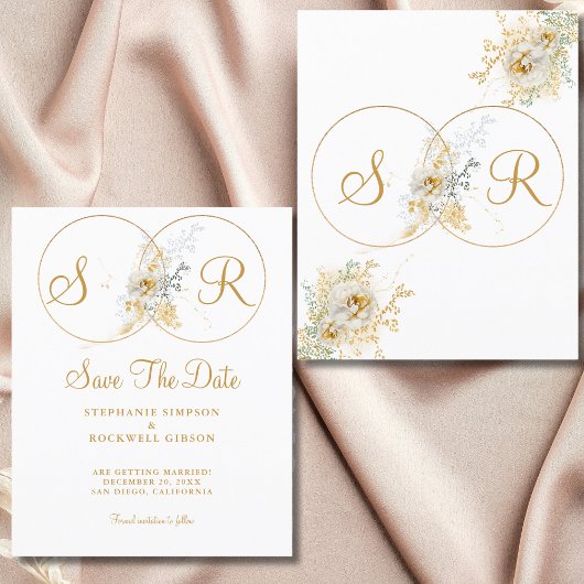Budget Elegant Goud Monogram Bruiloft Flyer