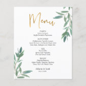 Budget Elegant Green Foliage Flat Menu Kaart (Voorkant)
