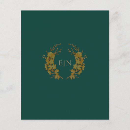 Budget Elegant Green Gold Monogram Wedding Invite (Achterkant)