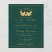 Budget Elegant Green Gold Monogram Wedding Invite (Voorkant)