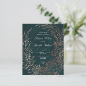 Budget Elegant Green Wreath Bronze Wedding Invite (Staand voorkant)