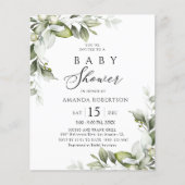 Budget Elegant Greenery Baby shower Flyer (Voorkant)