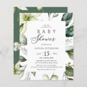 Budget Elegant Greenery Baby shower Flyer (Voorkant / Achterkant)