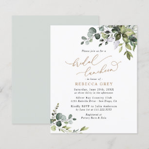 Budget Elegant Greenery Bridal Luncheon Uitnodigin