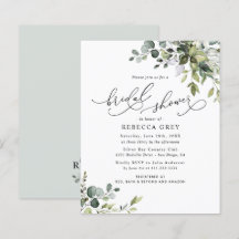 Budget Elegant Greenery Bridal Shower Invitation