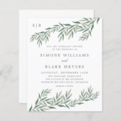 Budget Elegant Greenery Foliage Wedding Invitation (Voorkant / Achterkant)
