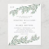 Budget Elegant Greenery Foliage Wedding Invitation (Voorkant)