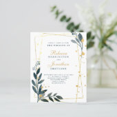 Budget Elegant Greenery Gold Wedding Paper Uitnodi (Staand voorkant)