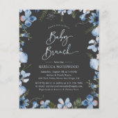 Budget Elegant Grey Blue Baby Brunch Uitnodiging (Voorkant)