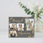 Budget Elegant Grey Gold Foto Kerstmis Kaart (Staand voorkant)