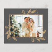 Budget Elegant Grey Gold Foto Kerstmis Kaart (Achterkant)