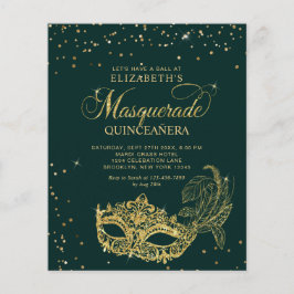 BUDGET Elegant Groen Goud Masquerade Quinceañera