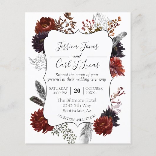 Budget Elegant Halloween Floral Boho Burgundy (Voorkant)
