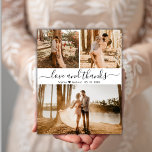 Budget Elegant Hand Lettered Wedding 3 Flyer<br><div class="desc">Budget, Elegant, Modern Hand Lettered Wedding 3 Foto Collage Dank u gepersonaliseerde betaalbare low budget flyer. Stijlvolle bruiloft bedankt je sjabloon met drie (3) foto op de voorkant en één foto op de achterkant. Met de tekst "dank u"in een cursieve hand letterlijke typografische manuscriptdoopvont in zwarte op witte achtergrond. Op...</div>