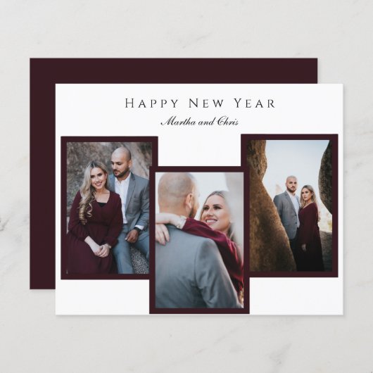 Budget Elegant Happy Nieuwjaar Script Photo Collag (Voorkant / Achterkant)