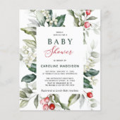 Budget Elegant Holly Greenery Baby shower Flyer (Voorkant)