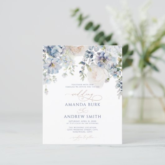 Budget Elegant Hydrangea & Roos Wedding Invitation