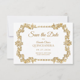 BUDGET Elegant Ivoor Wit Goud Lijst Quinceanera Notitiekaartje