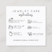 Budget Elegant Jewelry Care Instructies Bedankt Vierkante Visitekaartje (Voorkant)