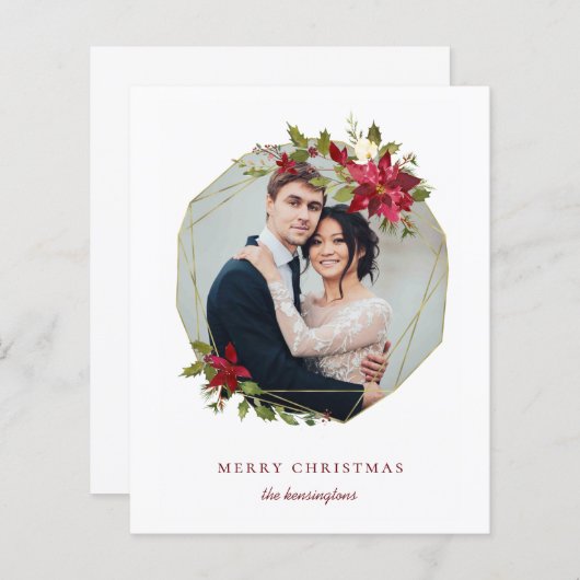 Budget Elegant Kerstmis Geometric Floral Foto (Voorkant / Achterkant)
