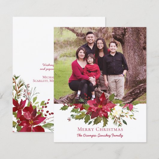 Budget Elegant Kerstmis Poinsettia Holiday Foto (Voorkant / Achterkant)