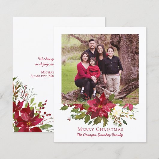 Budget Elegant Kerstmis Poinsettia Holiday Foto (Voorkant / Achterkant)