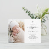 Budget Elegant Kruiskalligrafie Foto Dop Kaart (Staand voorkant)