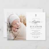 Budget Elegant Kruiskalligrafie Foto Dop Kaart (Voorkant)