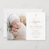 Budget Elegant Kruiskalligrafie Foto Dop Kaart (Voorkant)