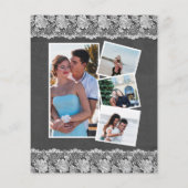 BUDGET Elegant Lace 4 Foto Verloving Uitnodiging (Achterkant)