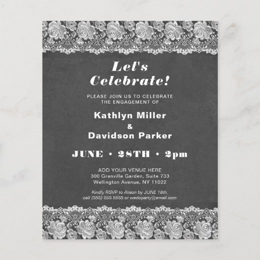 BUDGET Elegant Lace I DO Verloving Invitation (Achterkant)