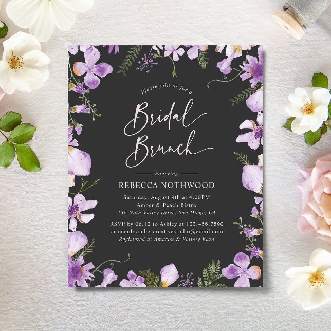 Budget Elegant Lavender Bridal Brunch Uitnodiging (Creator heeft geüpload)