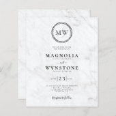 Budget Elegant Marble Monogram Weddenschap Uitnodi (Voorkant / Achterkant)
