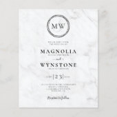 Budget Elegant Marble Monogram Weddenschap Uitnodi (Voorkant)
