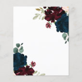 BUDGET Elegant Marsala & Navy Floral Save the Date (Achterkant)