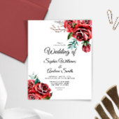 Budget Elegant Marsala Red Rose Wedding Uitnodigin
