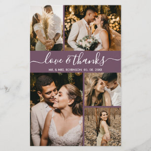 Budget Elegant Mauve Photo Wedding Bedankt Flyer