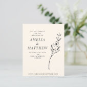 Budget Elegant Minimal Floral Cream Wedding Invite (Staand voorkant)
