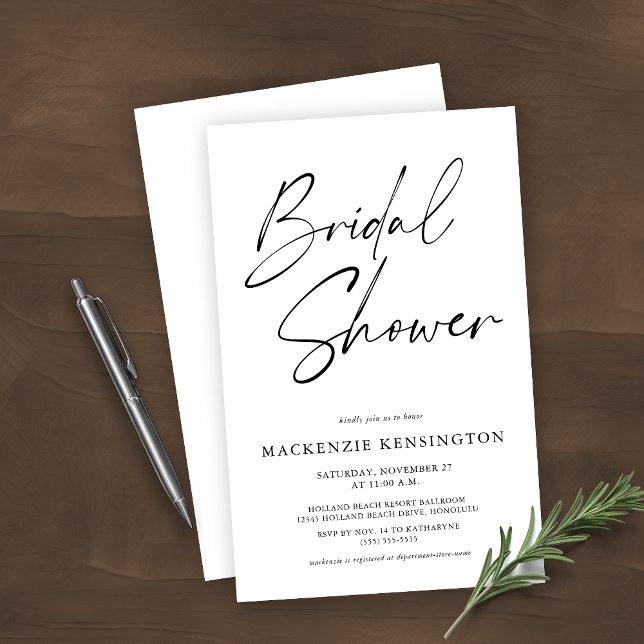 BUDGET Elegant Minimalist Bridal Shower Uitnodigin (Creator heeft geüpload)