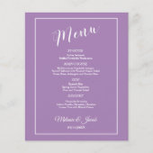Budget Elegant Minimalist Lavender Flat Menu Kaart (Voorkant)