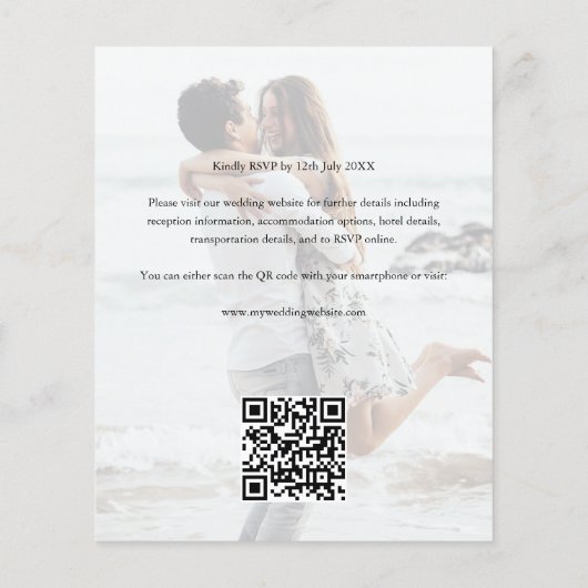 Budget Elegant Minimalist Script Photo Wedding Flyer (Achterkant)
