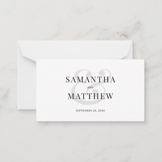 BUDGET Elegant minimalist Weddenschap RSVP Notitiekaartje (Achterkant)