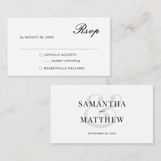 BUDGET Elegant minimalist Weddenschap RSVP Notitiekaartje (Voorkant / Achterkant)